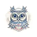 owl with full moons for eyes tattoo design idea
