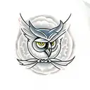 owl with full moons for eyes tattoo design idea