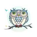 owl with full moons for eyes tattoo design idea