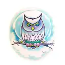 owl with full moons for eyes tattoo design idea