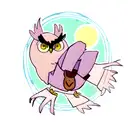 owl with full moons for eyes tattoo design idea