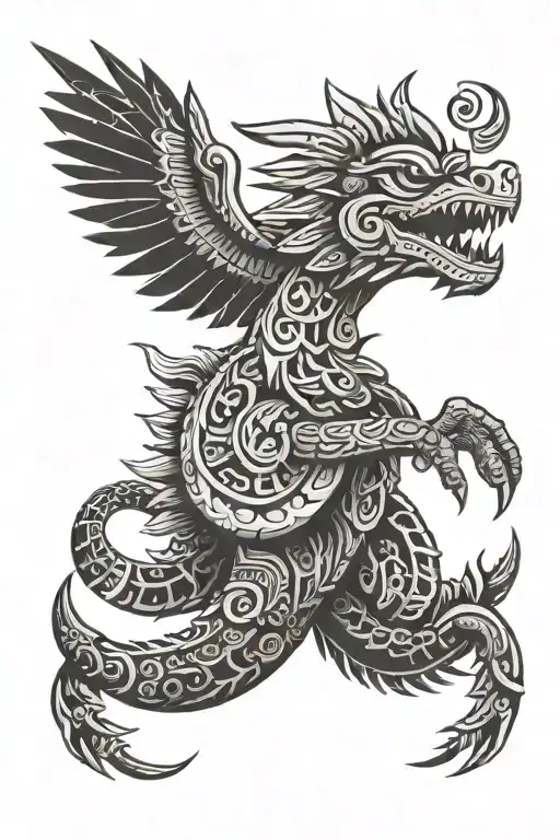 aztec god quetzalcoatl tattoo design idea
