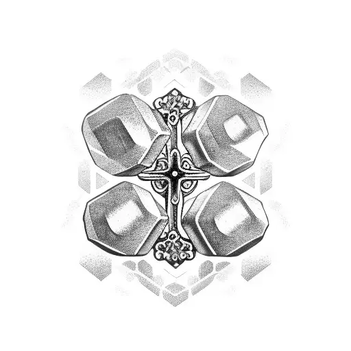 A cross made out of dumbbells tattoo design idea