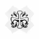 A cross made out of dumbbells tattoo design idea