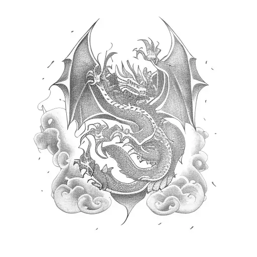 dragon flying out of an open book tattoo design idea