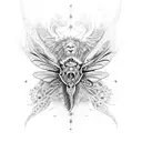 A motorcycle engine designed with intricate animal patterns like a dragonfly, lion, and eagle tattoo design idea