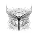 A motorcycle engine designed with intricate animal patterns like a dragonfly, lion, and eagle tattoo design idea