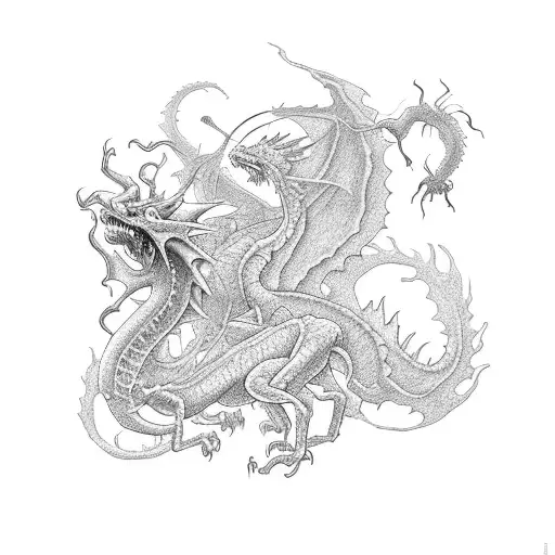A tattoo inspired by the movie 'Spirited Away' with the main character riding a dragon in a dreamlike landscape tattoo design idea