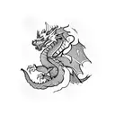 A powerful dragon surrounded by cherry blossom trees tattoo design idea