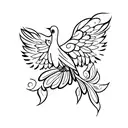 bird with open wings tattoo design idea