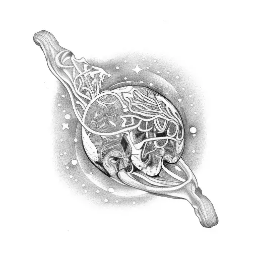 Cosmic anatomy tattoo design idea