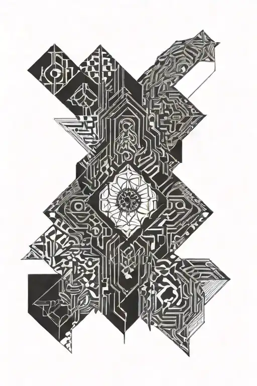 the all knowing watching form shadows projected tattoo design idea