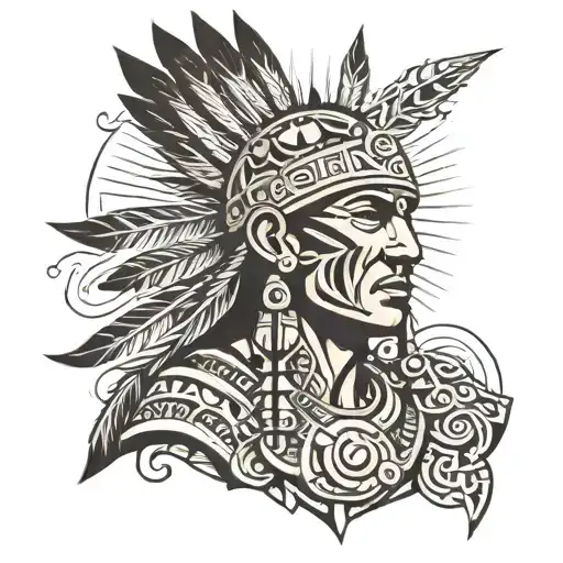 inca warrior with sun tattoo design idea