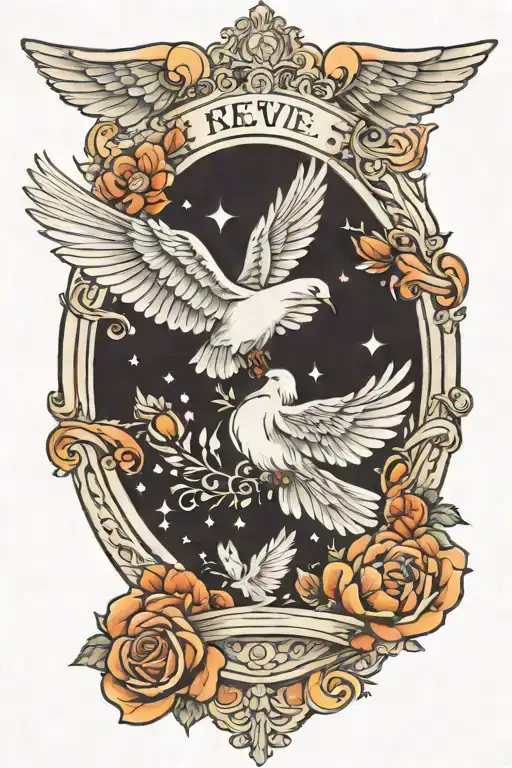 Dove flying to heaven tattoo design idea