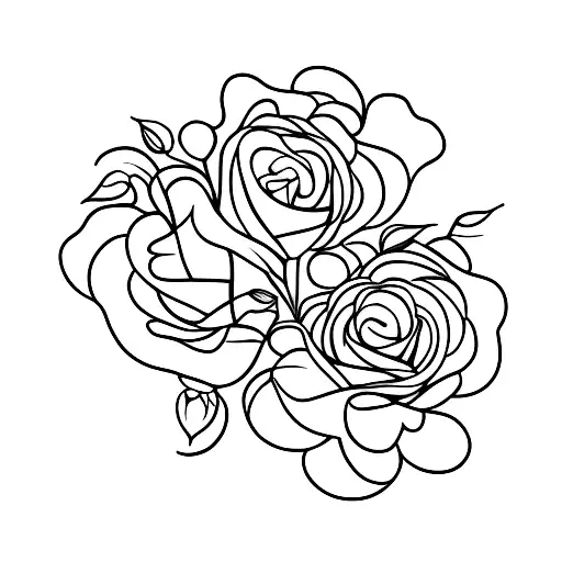 Roses and Almond Blossoms tattoo design idea