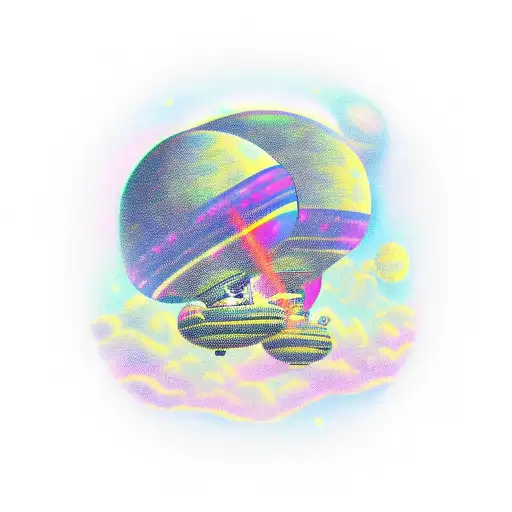 UFO floating in space tattoo design idea