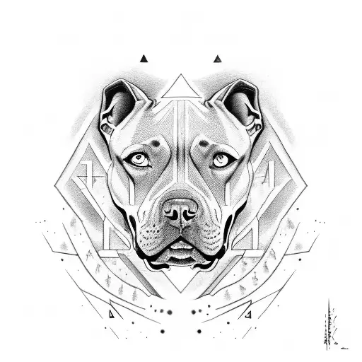 A dotwor incorporating the numbers 44 and a pitbull's face tattoo design idea