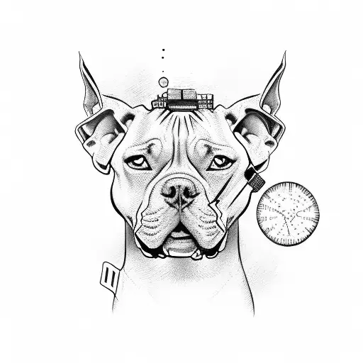 incorporating the numbers 44 and a pitbull's face tattoo design idea