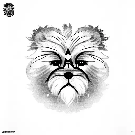 shih tzu fu lion buda tattoo design idea