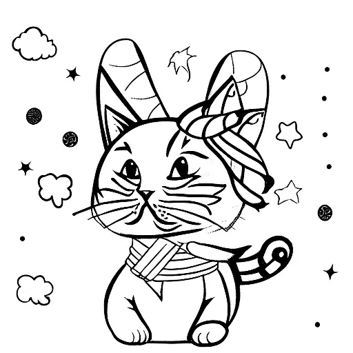 candy corn kitty tattoo design idea