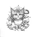 candy corn kitty tattoo design idea