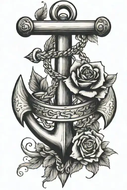 anchor and rose intertwined tattoo design idea
