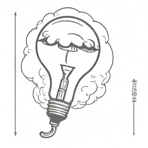 light bulb with mushroom cloud from bomb inside of it symbolizing the clients internal conflict  tattoo design idea
