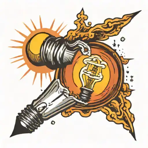 light bulb with a nuclear explosion inside of it  tattoo design idea