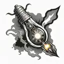 light bulb with ticking time bomb inside of it symbolizing the clients internal conflict  tattoo design idea
