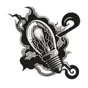 light bulb with ticking time bomb inside of it symbolizing the clients internal conflict  tattoo design idea