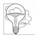 light bulb with mushroom cloud from bomb inside of it symbolizing the clients internal conflict  tattoo design idea