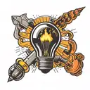 light bulb with a nuclear explosion inside of it  tattoo design idea