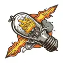 light bulb with a nuclear explosion inside of it  tattoo design idea