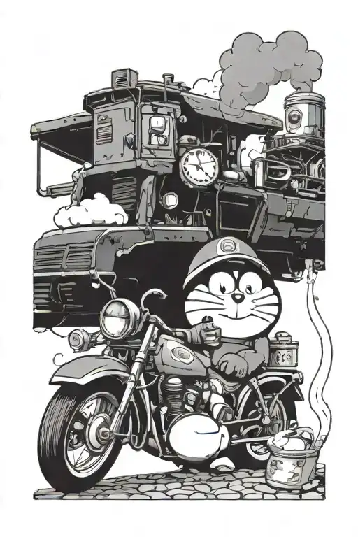 great teacher onizuka doraemon smoking tattoo design idea