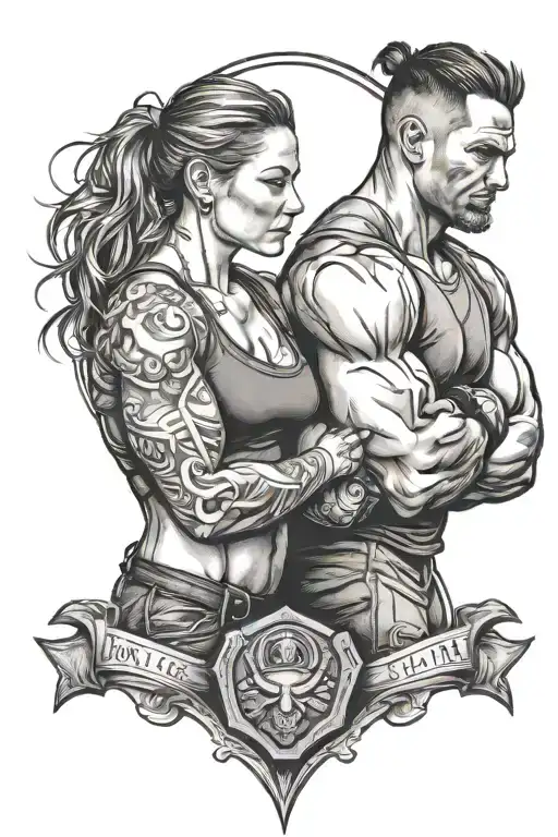 crossfit couple tattoo design idea