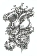 heart, v twin engine tattoo design idea