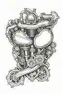 heart, v twin engine tattoo design idea