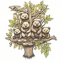 4 bears a willow tree and mushrooms tattoo design idea