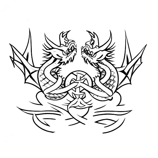 double black, dragons simple tattoo design idea