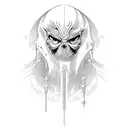 A sinister executioner's mask with intricate details tattoo design idea