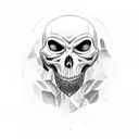 A sinister executioner's mask with intricate details tattoo design idea