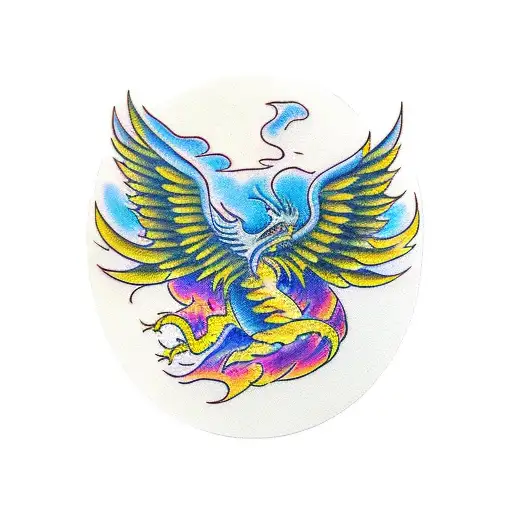 phoenix and dragon fighting tattoo design idea