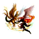 phoenix and dragon fighting tattoo design idea