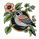 Quail Couple in a watermelon patch tattoo design idea