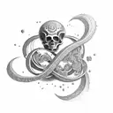 infinity, life, and death tattoo design idea