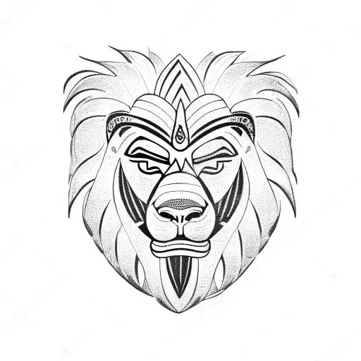 polynesian Lion head tattoo design idea