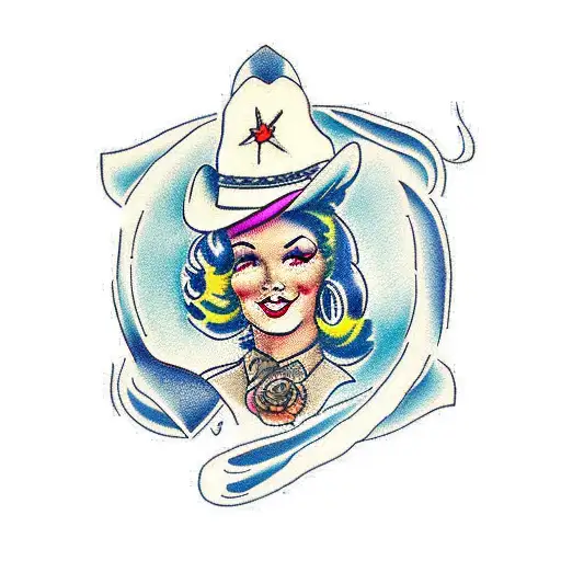 cowgirl pinup tattoo design idea