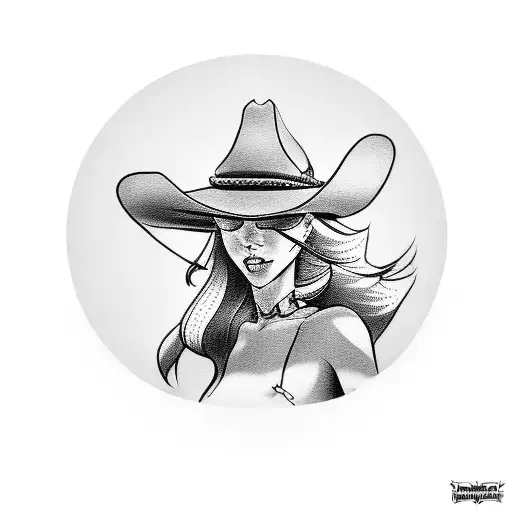 traditional cowgirl pinup tattoo design idea