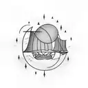 storm sea clouds sun paper boat tattoo design idea