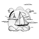 storm sea clouds sun paper boat tattoo design idea